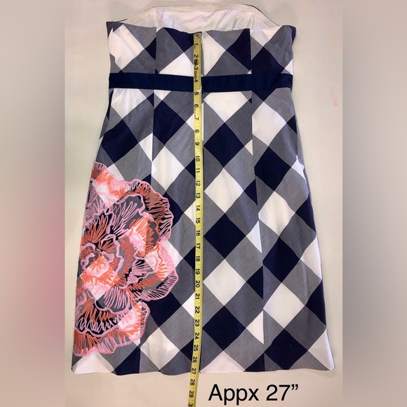 Vintage LILLY PULITZER Bowen Dress Gingham Embroidered Strapless Lined (6) - Picture 12 of 17